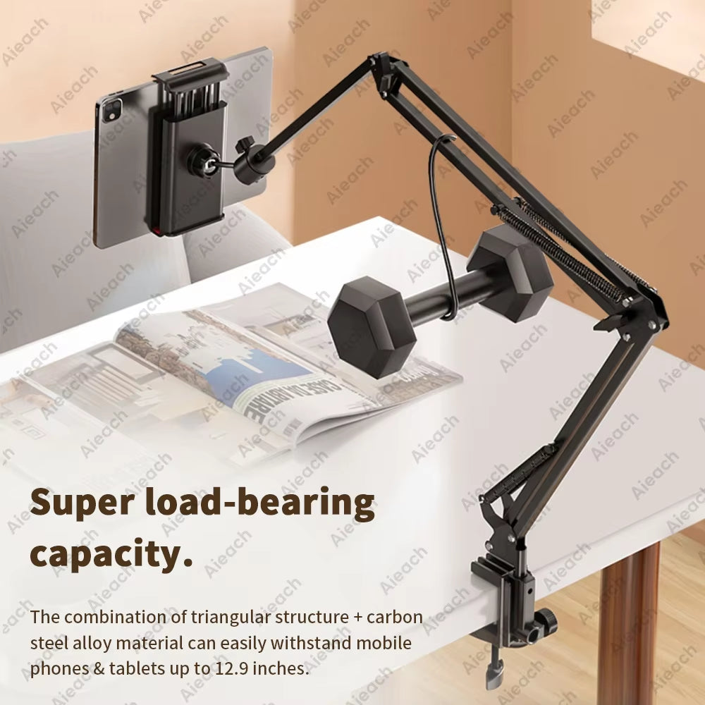 Tablet Bracket for Bed Ipad Stand 360° Rotating Bed Tablet Mount Stand with 90Cm Metal Arm for 4.7~12.9 Inch Phone Tablet Holder