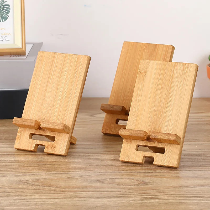 Sleek Wooden Lazy Phone Stand - Stylish Desktop Holder & Charging Bracket for Smartphones & Tablets