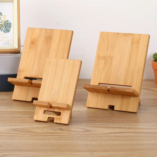 Sleek Wooden Lazy Phone Stand - Stylish Desktop Holder & Charging Bracket for Smartphones & Tablets