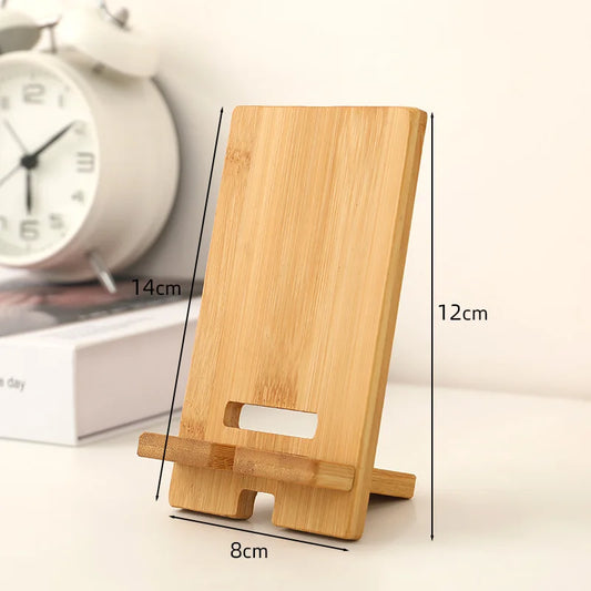 Sleek Wooden Lazy Phone Stand - Stylish Desktop Holder & Charging Bracket for Smartphones & Tablets
