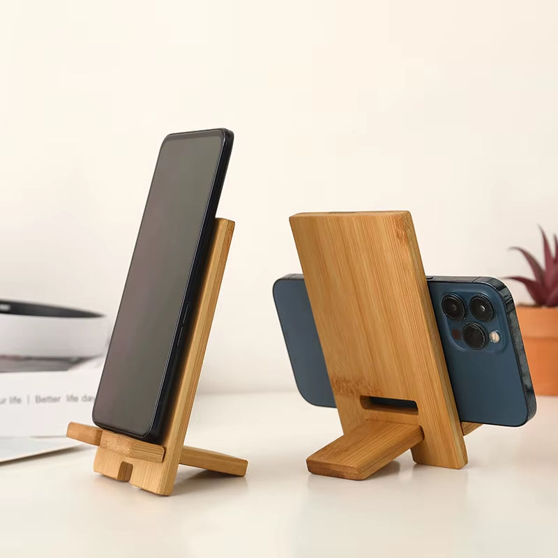Sleek Wooden Lazy Phone Stand - Stylish Desktop Holder & Charging Bracket for Smartphones & Tablets